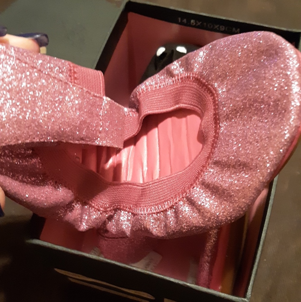 Yosi samra girls foldable flat fuschia glitter 2Y
